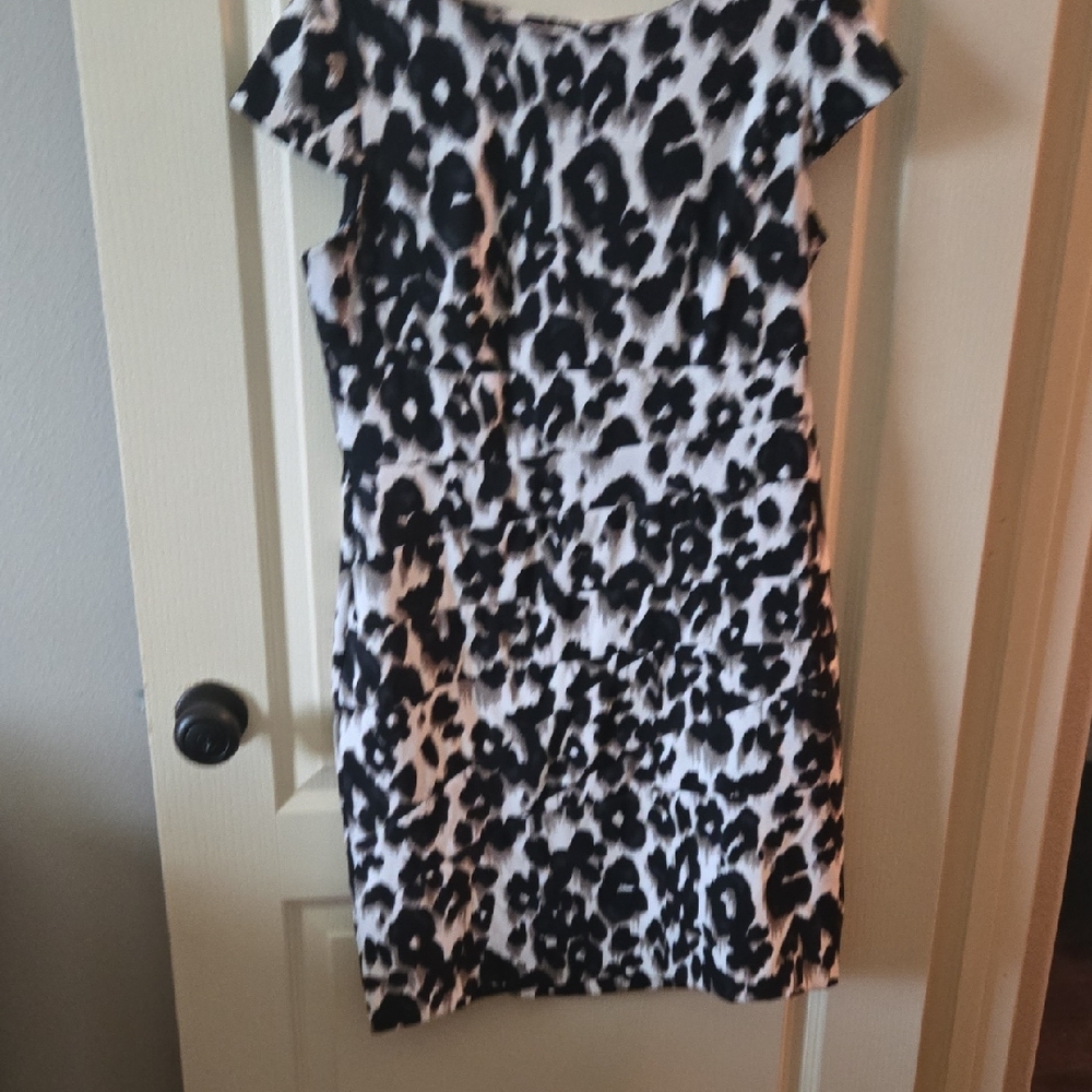 Dress Barn Black and White Leopard Print Mini Dress